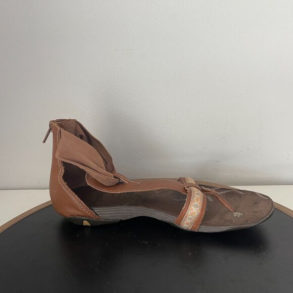 Cushe‎ Clover Thong Gladiator Sandal Women Size 8 Brown Zip Up Flats - Picture 8 of 13